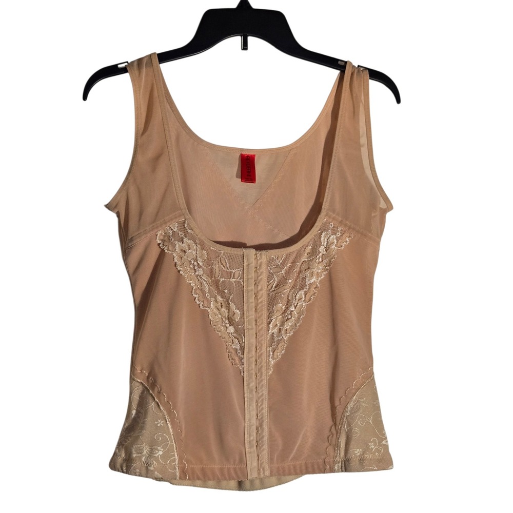 Re-Define Women Tan Mesh Lace Trim Hook Eye Front Shapewear Camisole 3XL